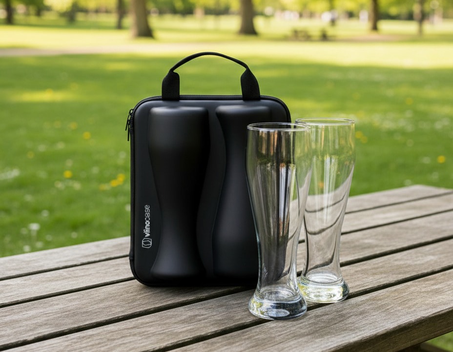 Viinocase (Weizen) – 2 Weizenbiergläser to go im Case